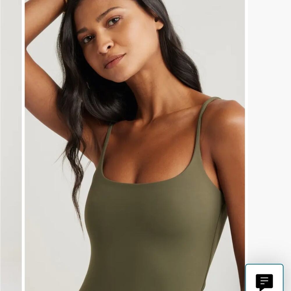NEW Open Edit Smooth Edit Strappy Midi Slipdress, Olive Green Midi Dress, XS - Picture 2 of 12
